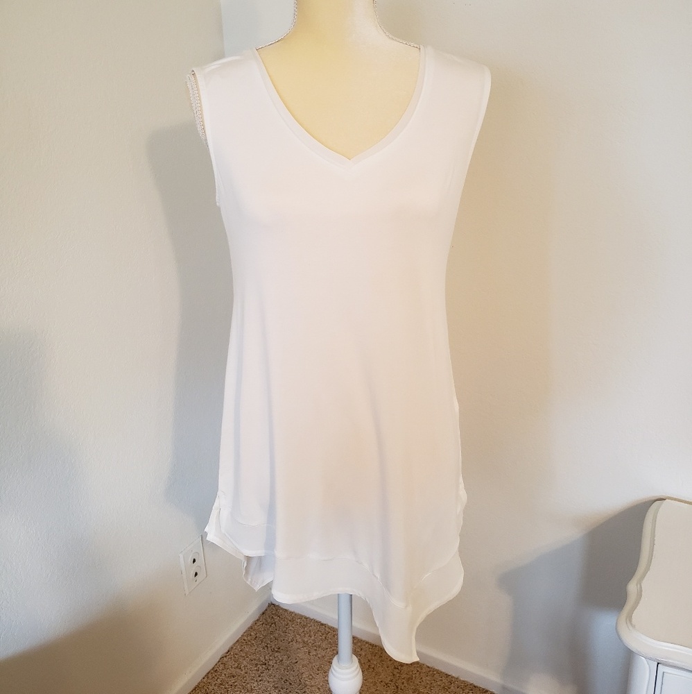White House Black Market Cream Asymmetrical Top